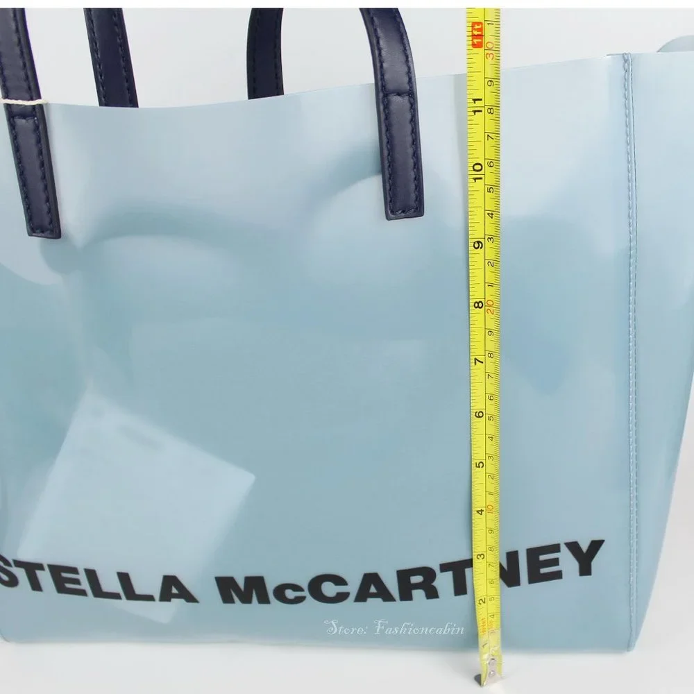 NWT Stella McCartney Blue Clear Logo PVC Tote, Blue